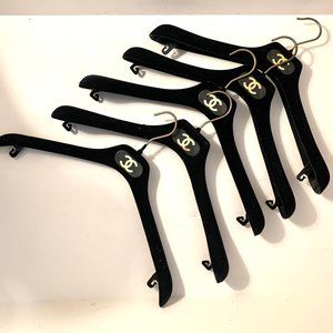 Chanel Black Velvet Hangers with CC Logo! Set of 5
